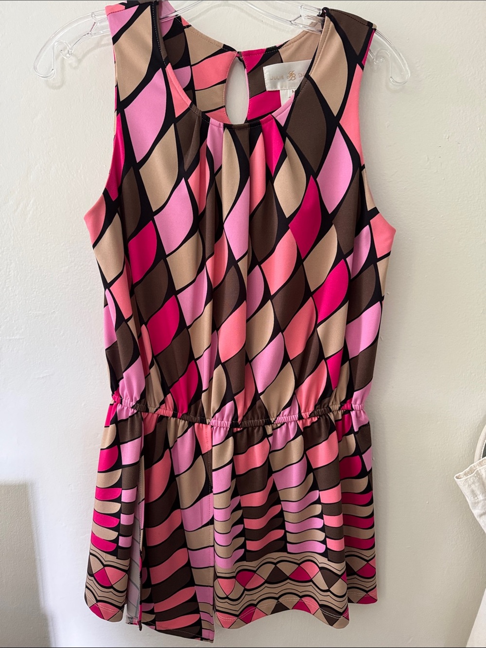 JB by Julie Brown Pink, Hot Pink & Brown Geometric Sleeveless Dress